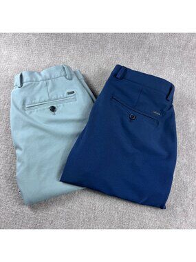 Greg Norman Tapered Performance Golf Pants 32x34 2 Pair Bundle Blue Grey Preppy